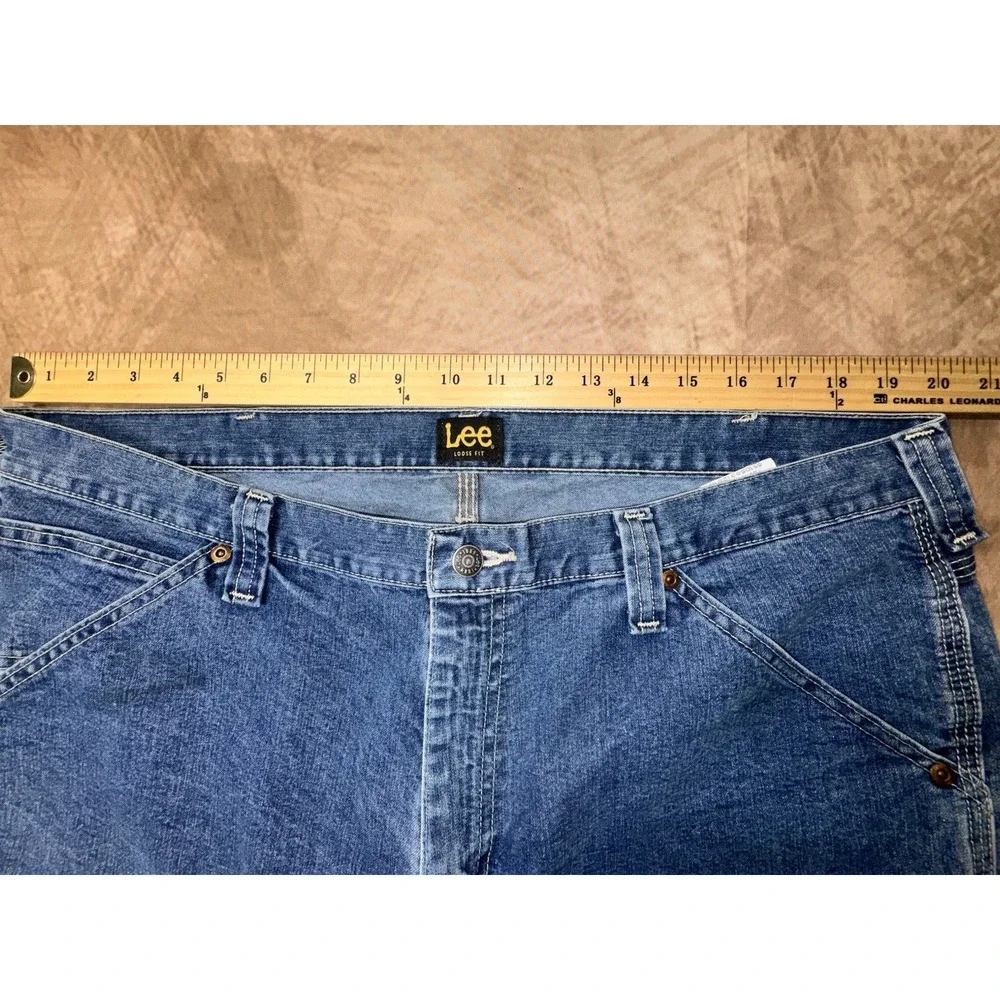 Lee Jeans Mens 40x32 Blue Cotton Denim Straight Carpenter Loose Utility Workwear